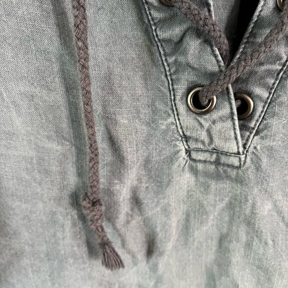 Cloth & Stone Distressed Lace Up Tunic Shift Dress Sz M Tencel Lyocell Casual - Picture 4 of 11